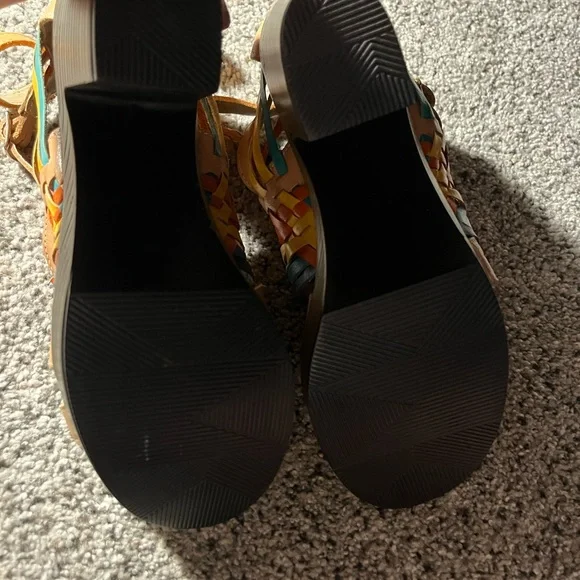 Mexican Huarache Colorful Leather Strappy Heels Sandals Women’s 9 Mexico 26 - Picture 10 of 13
